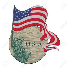 A flag and statue of liberty

Description automatically generated